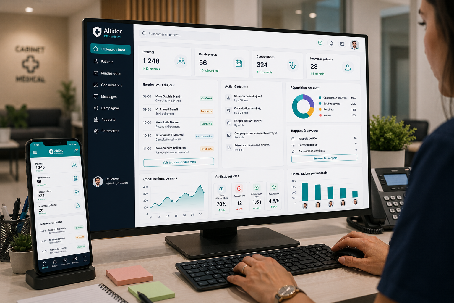 CRM Altidoc - Dashboard médical